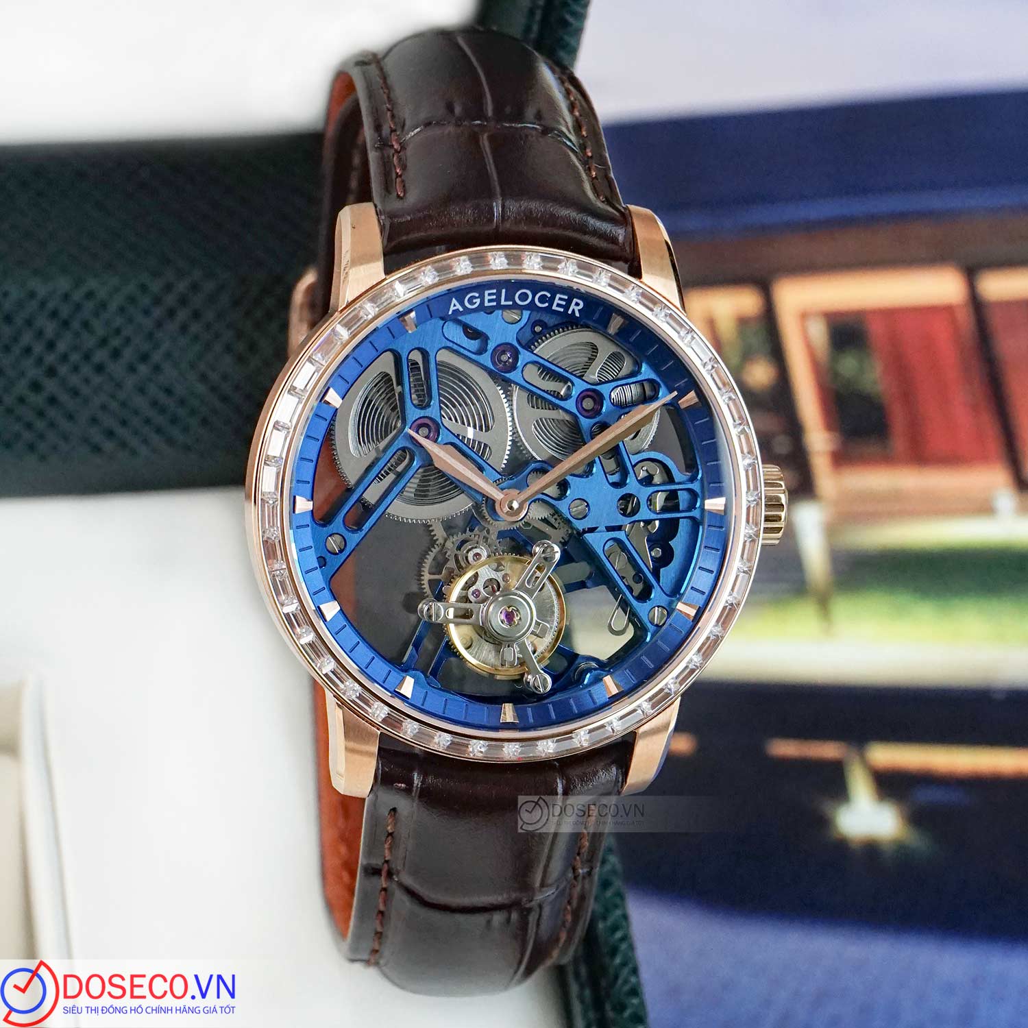 Agelocer Orologio Meccanico Uomo Tourbillon 9004E1, Quadrante Scheletrato E Fondo Vista, Pelle Italiana - 3